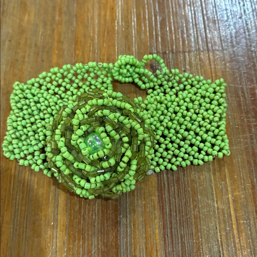 Handmade Green Beaded Bracelet